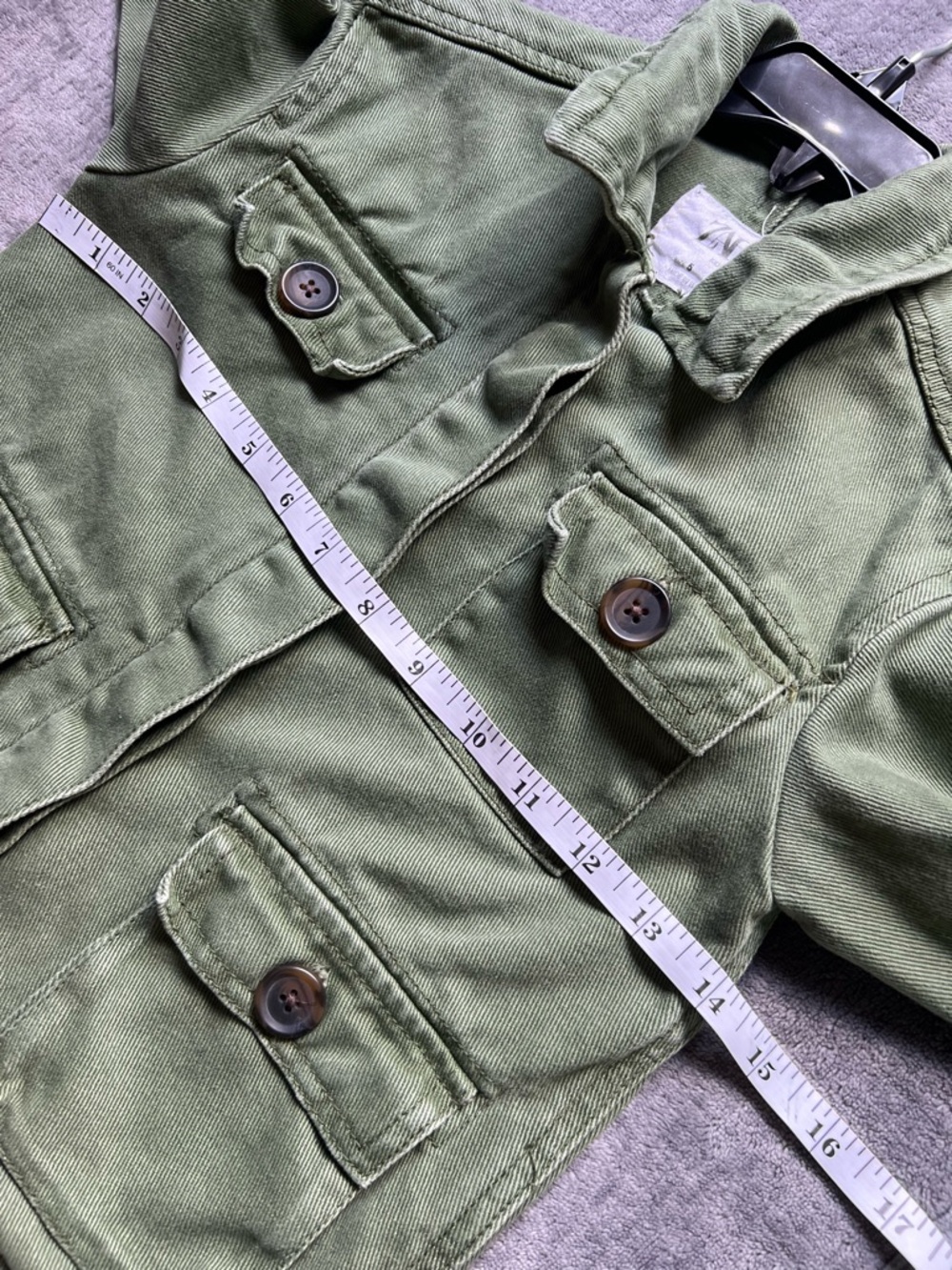 Zara Toddler Girl Utility Jacket Size 5 Olive Green Button Closure Casual Travel - Picture 7 of 15
